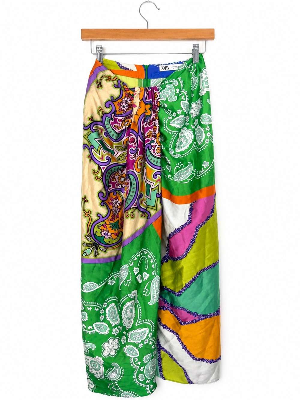 Zara Blue and Green Paisley Skirt